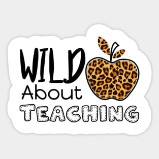 Wild About Teaching Leopard Cheetah Pattern Apple Gift For Teacher Sticker